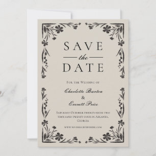 Invitation Moody Black Floral Enregistrer La Date