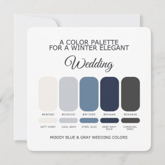 Invitation Moody Blue and Gray Wedding Color Palette Card