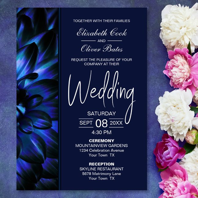 Invitation Moody Blue Floral Mariage (Créateur téléchargé)
