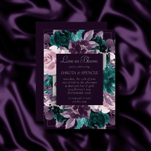 Invitation Moody Boho   Eggplant foncé violet douche florale