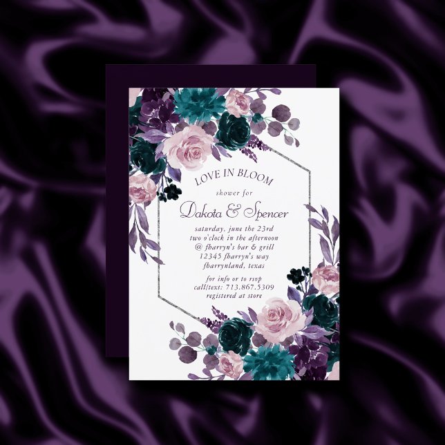 Invitation Moody Boho | Fête des mariées florale pourpre de l (Créateur téléchargé)