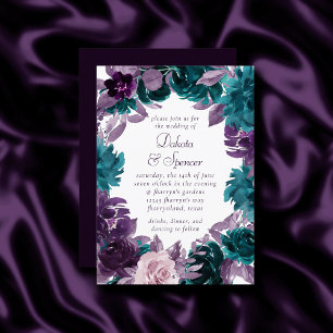 Invitation Moody Boho   Gerplant Purple Flore foncé couronne