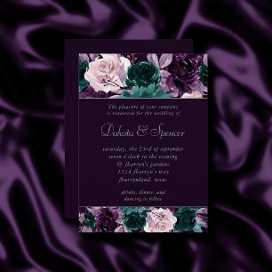 Invitation Moody Boho Grotte foncée pourpre et Turquoise