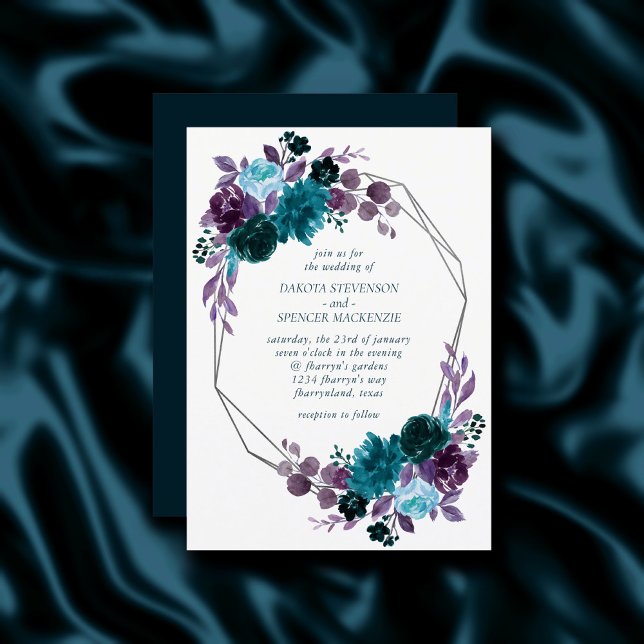 Invitation Moody Boho | Mariage Floral Turquoise et Turquoise (Créateur téléchargé)