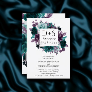 Invitation Moody Boho Turquoise Mariage de monogramme de ge