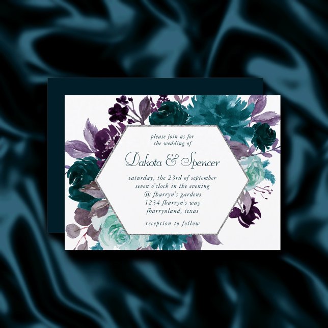 Invitation Moody Boho | Turquoise Turquoise Dark Floral Maria (Créateur téléchargé)