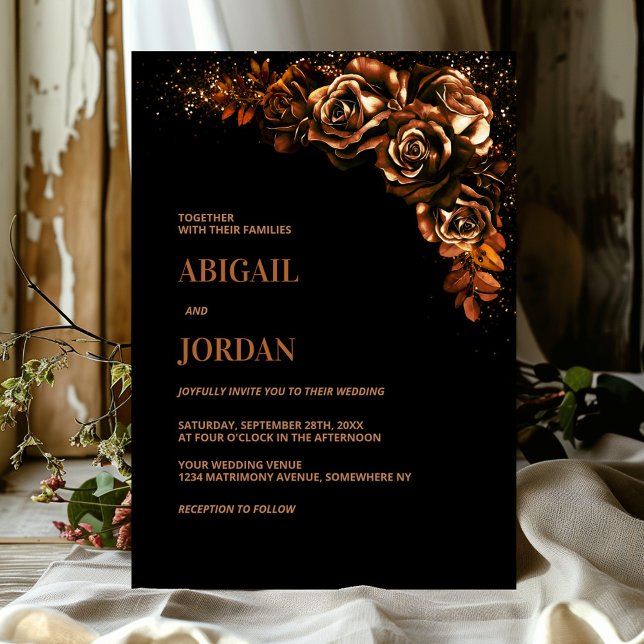 Invitation Moody Burnt Orange Floral Mariage (Créateur téléchargé)
