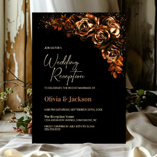 Invitation Moody Burnt Orange Floral Mariage Réception