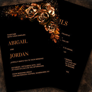 Invitation Moody Burnt Orange Floral tout en un seul Mariage