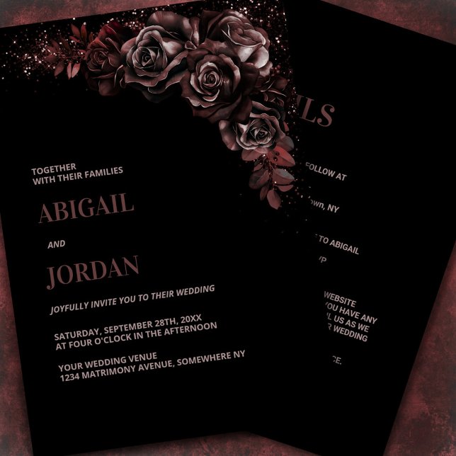 Invitation Moody Chocolate Floral en un seul Mariage (Créateur téléchargé)