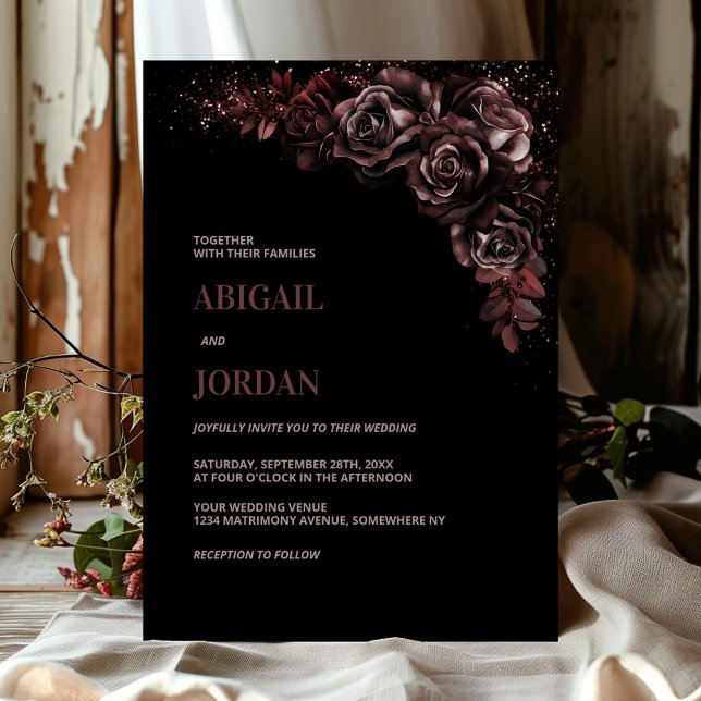 Invitation Moody Chocolate Floral Mariage (Créateur téléchargé)