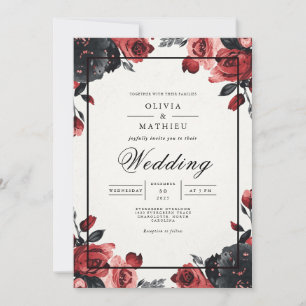 Invitation Moody Crimson Mariage de la frontière florale
