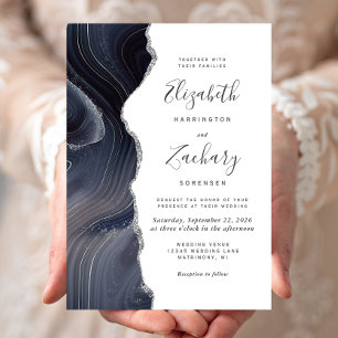 Invitation Moody Dark Agate Mariage Parties scintillant en ar