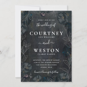 Invitation Moody Dark Floral Mariage