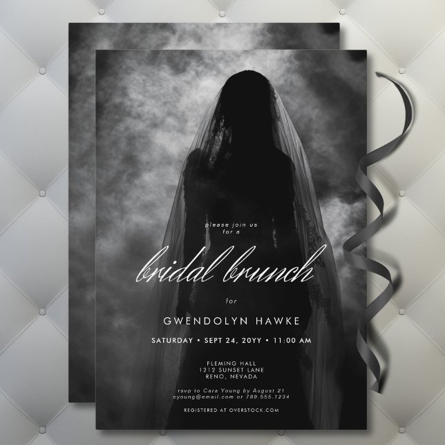 Invitation Moody Dark Ghost Bride dans Mist Bridal Brunch (Moody Dark Ghost Bride in Mist Bridal Brunch Invitation)