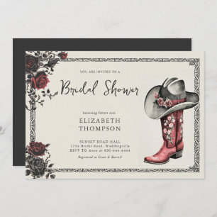 Invitation Moody Dark Goth Western Black Roses Fête des marié