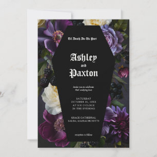 Invitation Moody Elegant Purple Jardin Gothique Mariage Flora