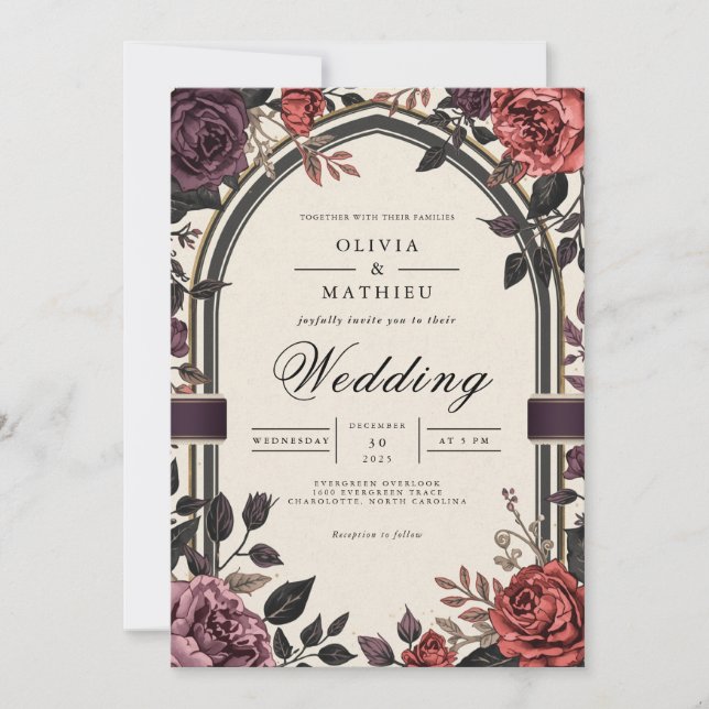 Invitation Moody Floral Arch Mariage (Devant)