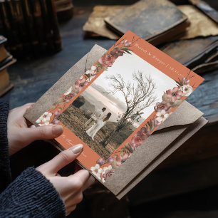 Invitation Moody Floral Autumn Photo Terracotta Enregistrer l