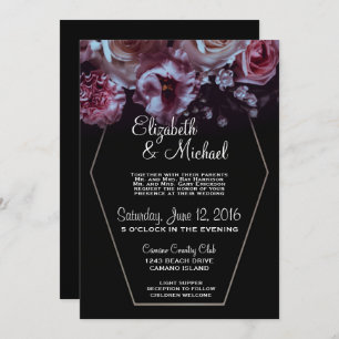 Invitation Moody Floral & Black Mariage Avec Argent