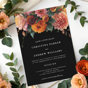 Invitation Moody Floral Dark Elégant Automne Mariage d'hiver