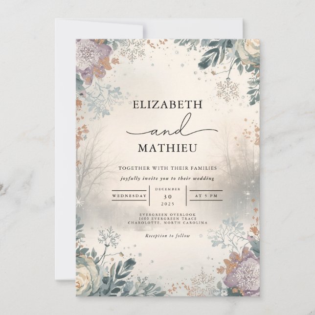 Invitation Moody Floral Mariage d'automne (Devant)
