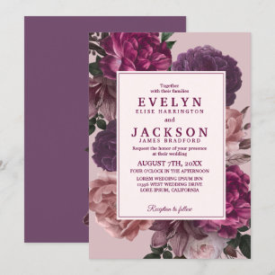 Invitation Moody foncé Aquarelle florale Mariage hivernal