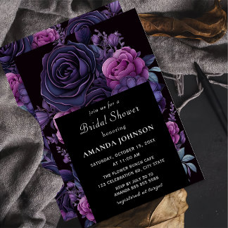 Invitation Moody foncé gothique violet Fête des mariées de fl