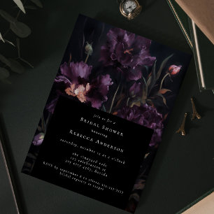Invitation Moody foncé violet Fête des mariées de fleurs goth