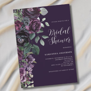 Invitation Moody foncé violet Fête des mariées florale