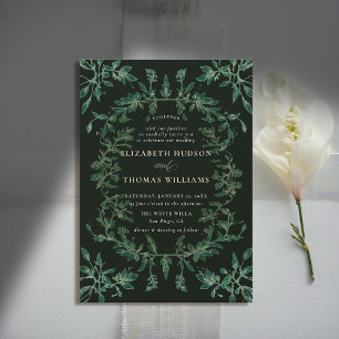 Invitation Moody Forest Botanical Moderne Mariage classique
