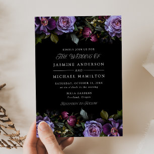 Invitation Moody Gothic Floral Mariage