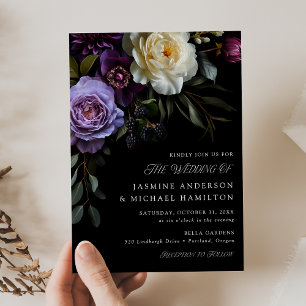 Invitation Moody Gothic Floral Mariage