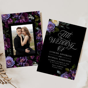 Invitation Moody Gothic Floral Mariage photo