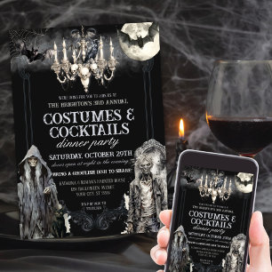 Invitation Moody Gothic Halloween Costume Cocktail Party