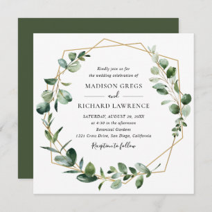 Invitation Moody Greenery avec Mariage de cadre géométrique o