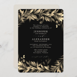 Invitation Moody Greenery Mariage noir & beige