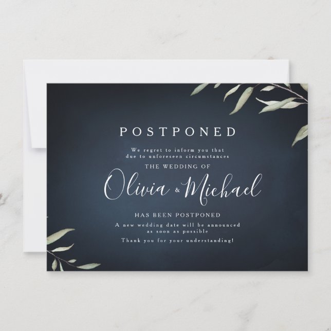 Invitation Moody Marine minima verdure mariage report (Devant)
