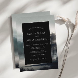 Invitation Moody Mountain Dark esthétique Mariage bois