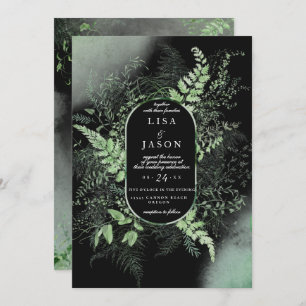 Invitation Moody Night Misty Fog Woodland Green Mariage