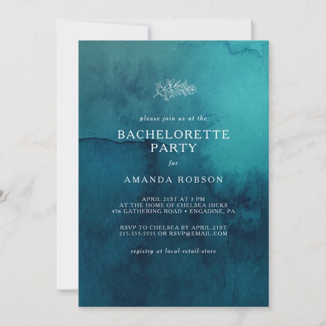 Invitation Moody Ocean Watercol Bachelorette (Devant)