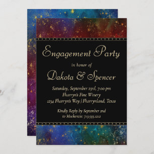 Invitation Moody Ombre   Dark Jewel Tone Engagement Party