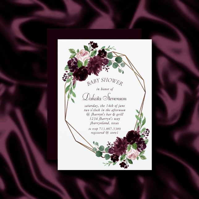 Invitation Moody Passion | Baby shower à vin violet spectacul (Créateur téléchargé)