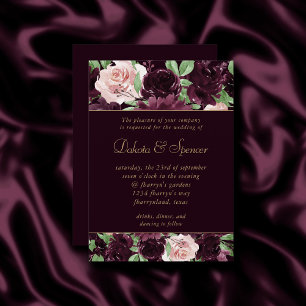 Invitation Moody Passion Dramatique Rose de vin pourpre Gar