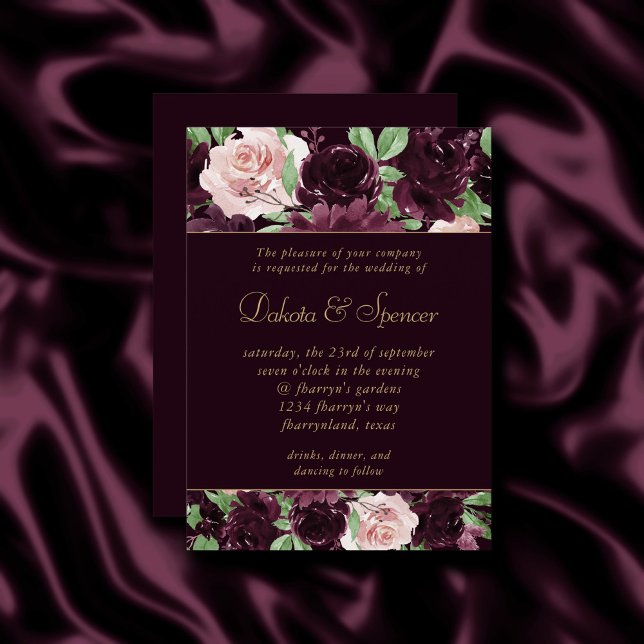 Invitation Moody Passion | Dramatique Rose de vin pourpre Gar (Créateur téléchargé)