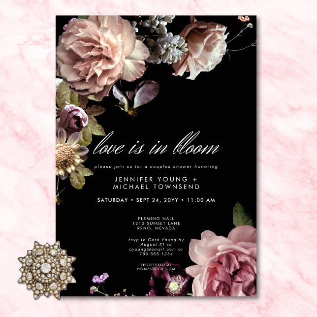 Invitation Moody Pastel Love Est En Fleur Couples Douche (Moody Pastel Love Is In Bloom Couples Shower Invitation)
