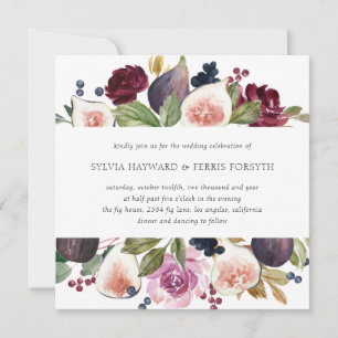 Invitation Moody Plum Floral et Fig Carré Mariage