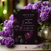 Moody Purple Bloom Grunge Enregistrer la date Mari