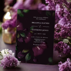 Invitation Moody Purple Bloom Grunge Mariage