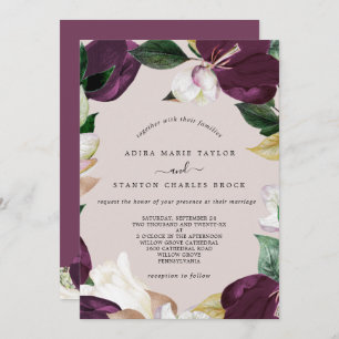 Invitation Moody Purple Blooms Blush & Berry Le Mariage de